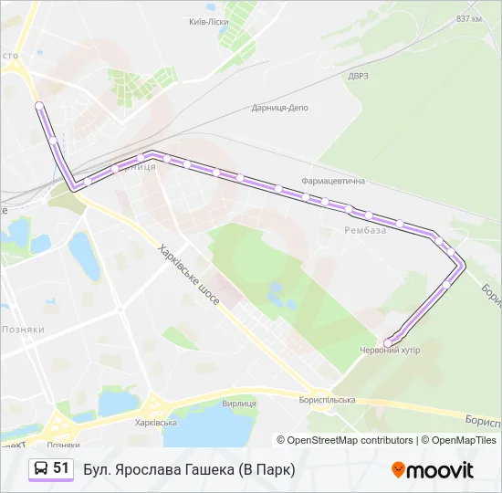 51 Bus Line Map