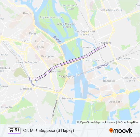 Автобус 51: карта маршрута