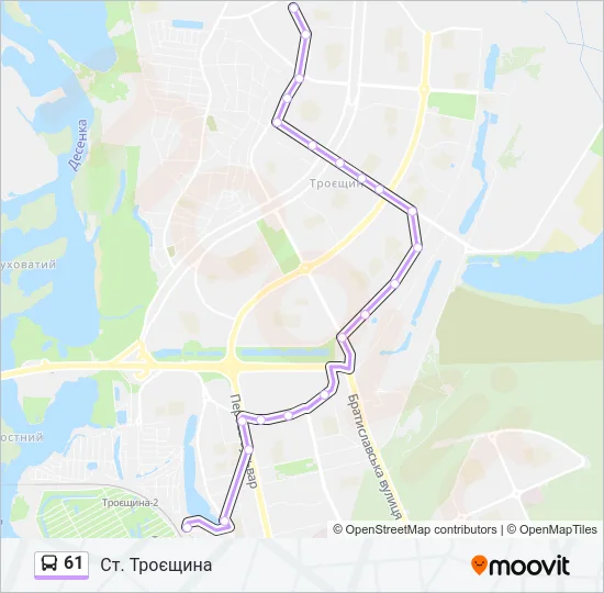 61 автобус Карта лінії