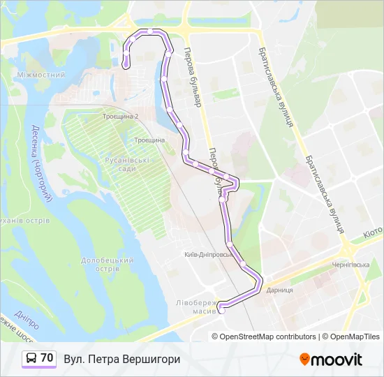 70 Bus Line Map