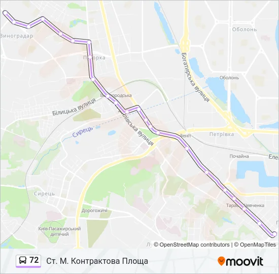 Автобус 72: карта маршрута