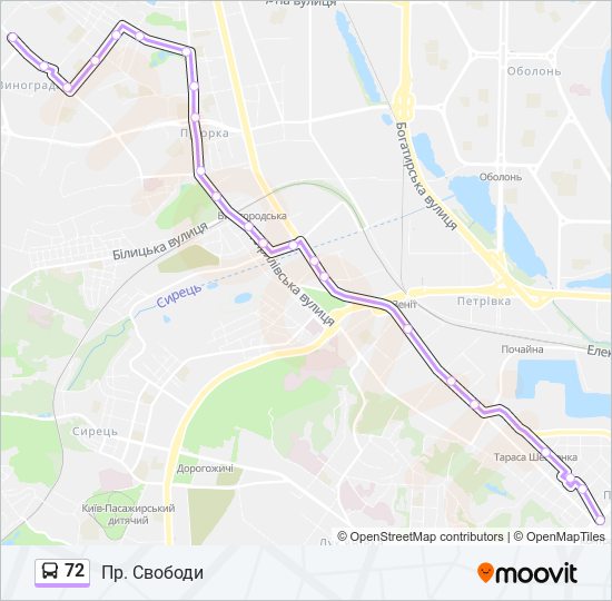 72 bus Line Map