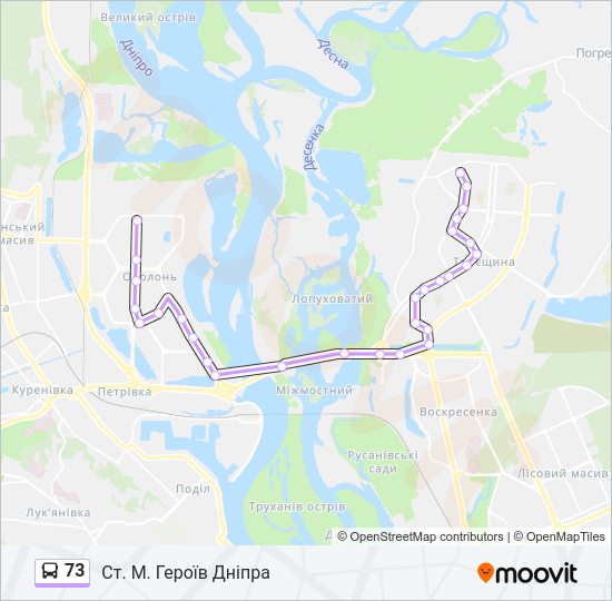 Автобус 73: карта маршрута