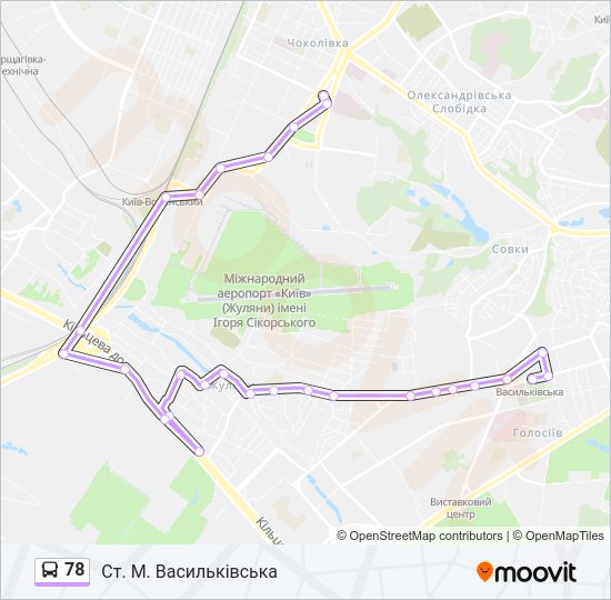 78 автобус Карта лінії