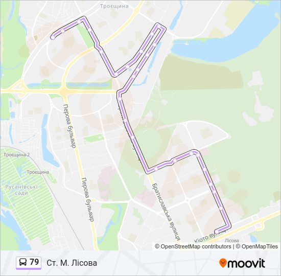 79 автобус Карта лінії
