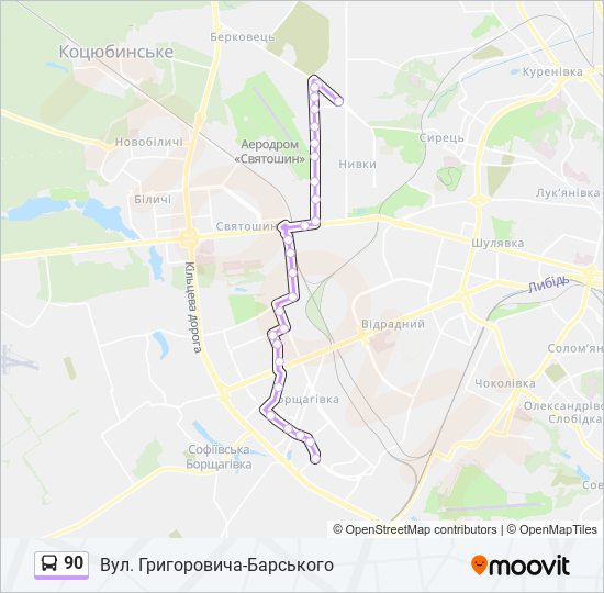 90 bus Line Map