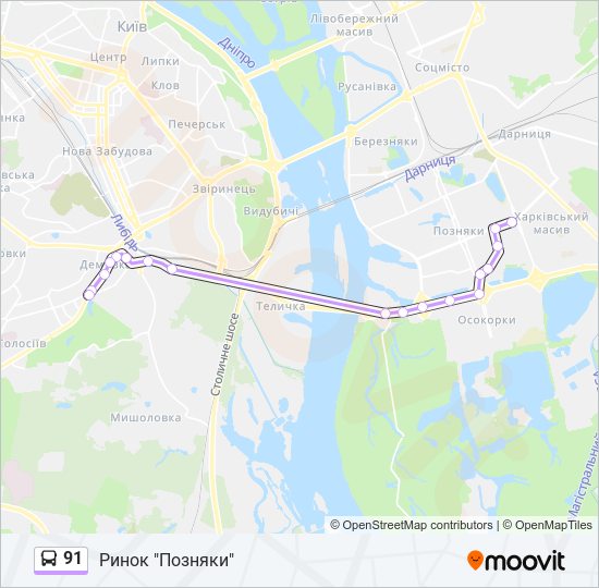 91 bus Line Map