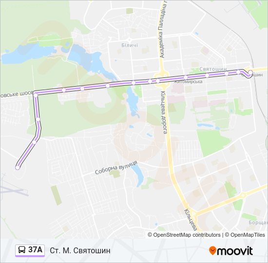 37А автобус Карта лінії