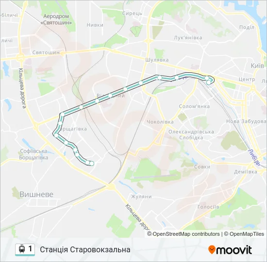 Трамвай 1: карта маршрута