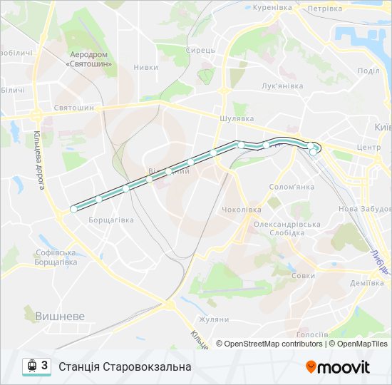 Трамвай 3: карта маршрута