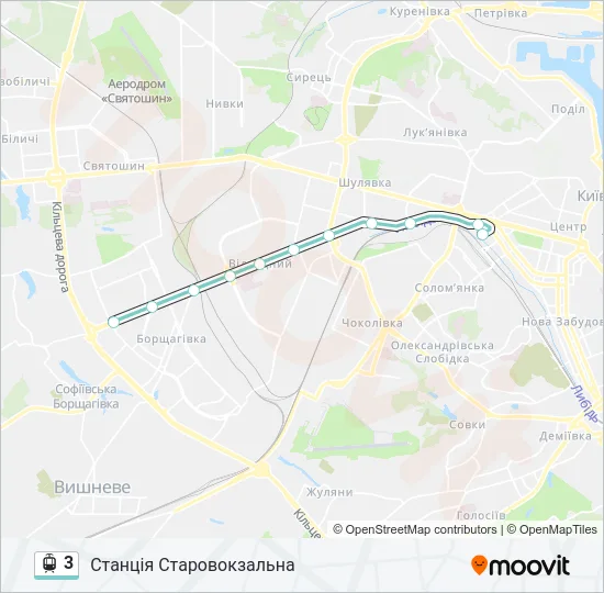 Трамвай 3: карта маршрута