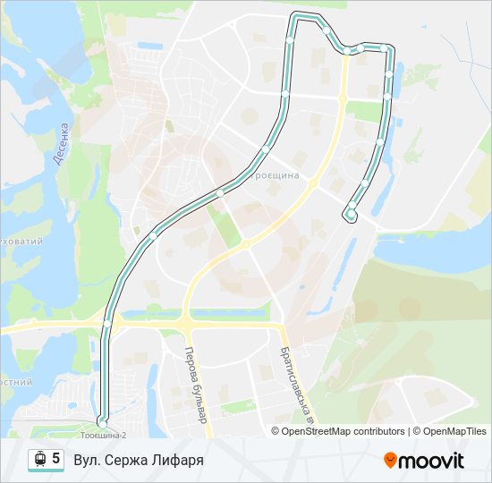 5 трамвай Карта лінії