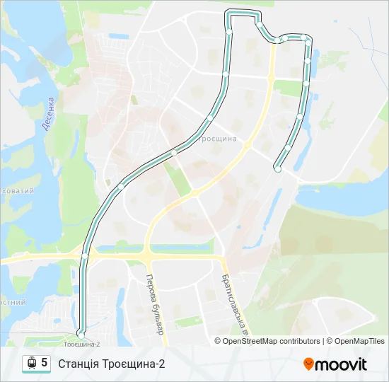 5 трамвай Карта лінії