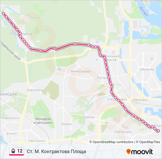 12 трамвай Карта лінії