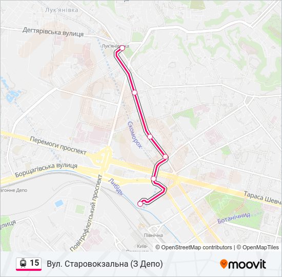 Трамвай 15: карта маршрута