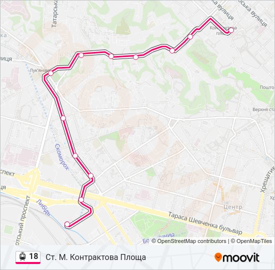 18 трамвай Карта лінії