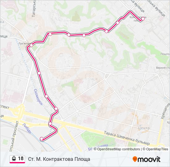 Трамвай 18: карта маршрута