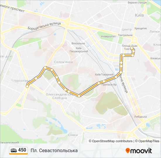 Маршрутка 450: карта маршрута