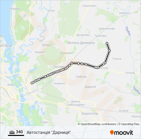 340 shuttle Line Map