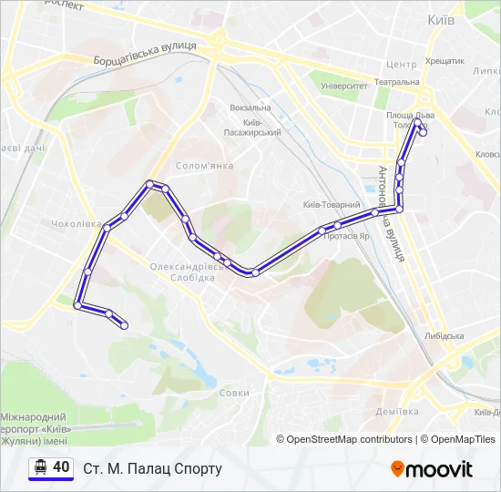 40 Тролейбус Карта лінії