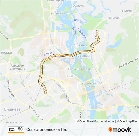 Маршрутка 150: карта маршрута