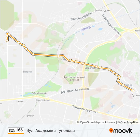 166 shuttle Line Map