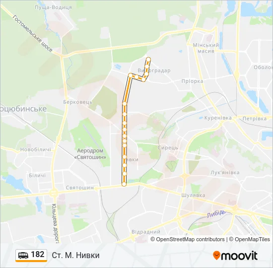 182 shuttle Карта лінії
