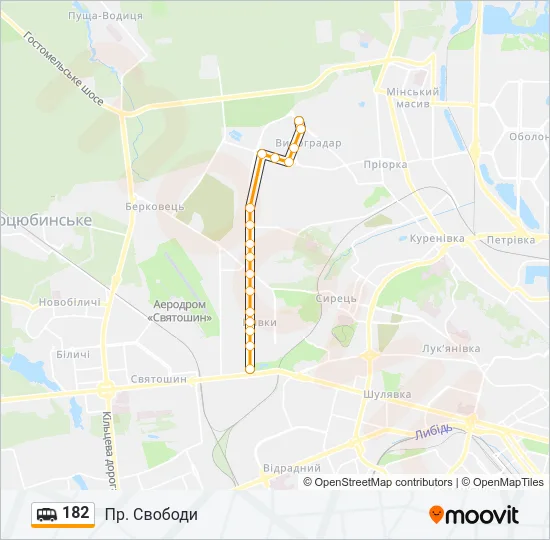 182 shuttle Карта лінії