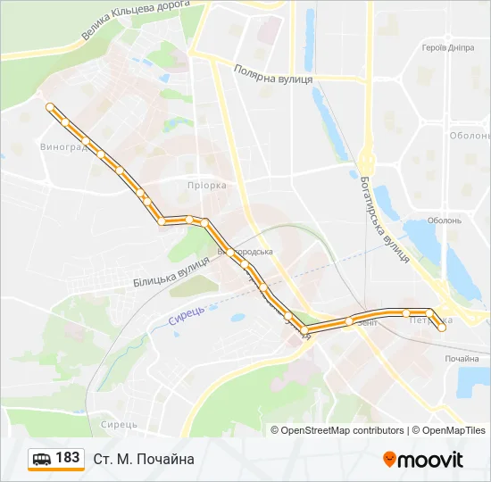 183 shuttle Карта лінії