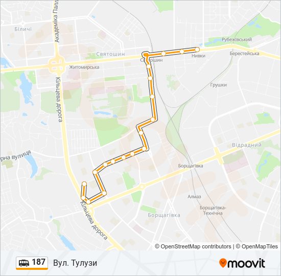 187 shuttle Line Map