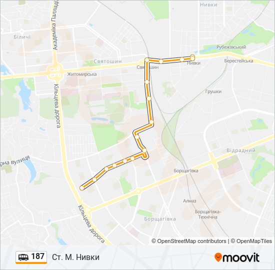 187 shuttle Line Map