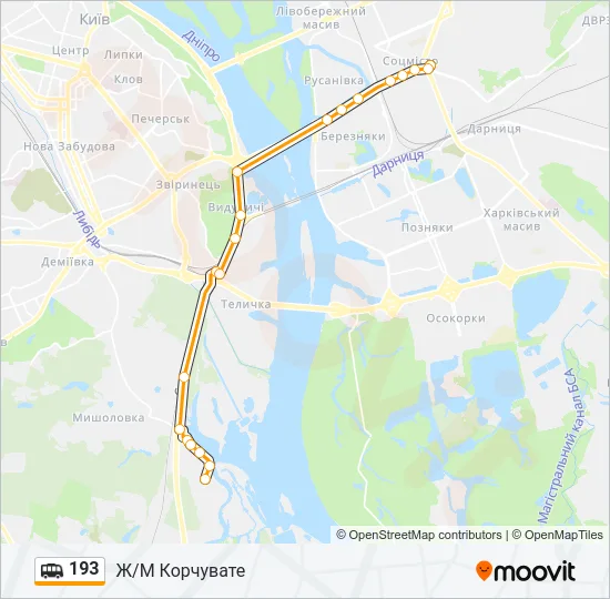 Маршрутка 193: карта маршрута
