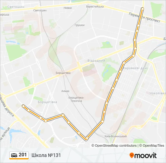 201 shuttle Карта лінії