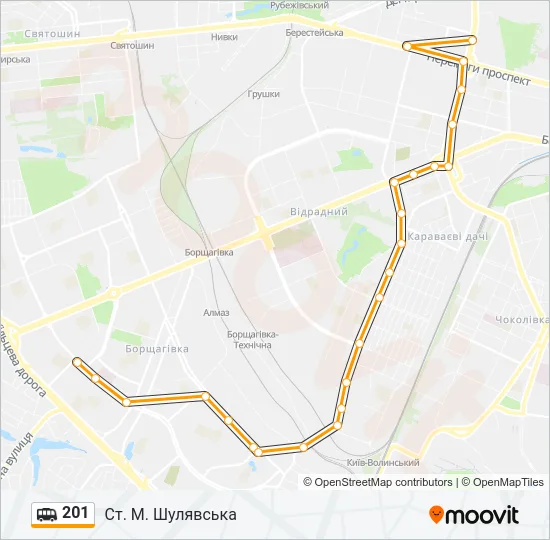 201 shuttle Карта лінії