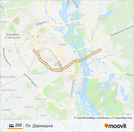 Маршрутка 205: карта маршрута