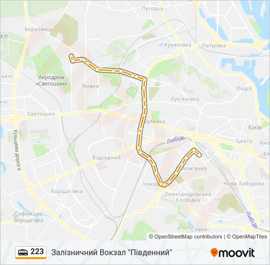 223 shuttle Карта лінії