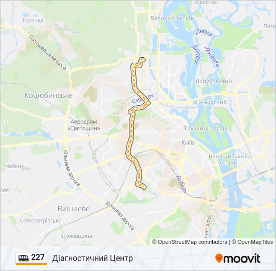 227 shuttle Line Map