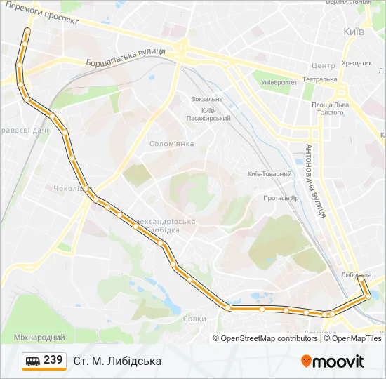239 shuttle Карта лінії