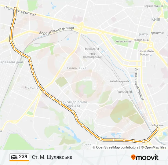 239 shuttle Карта лінії
