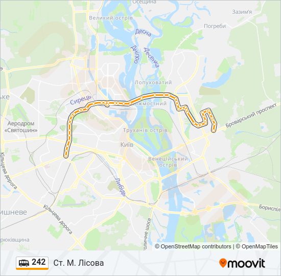 242 shuttle Карта лінії