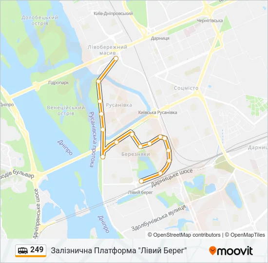 Маршрутка 249: карта маршрута