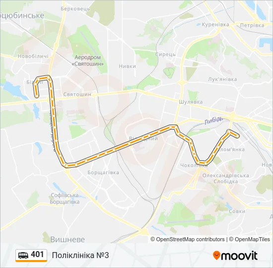 401 shuttle Карта лінії