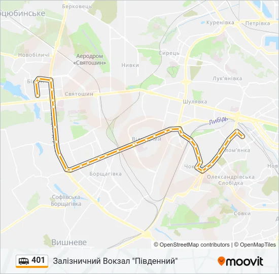 Маршрутка 401: карта маршрута