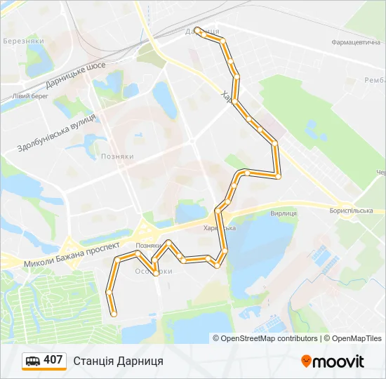 407 shuttle Карта лінії