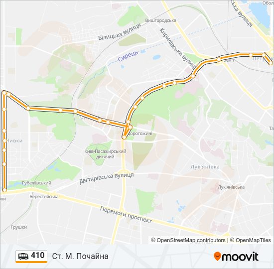410 shuttle Карта лінії