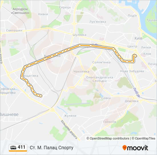 411 shuttle Карта лінії