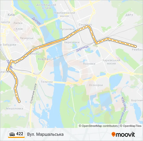 422 shuttle Карта лінії