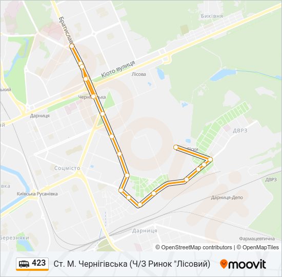 423 shuttle Карта лінії