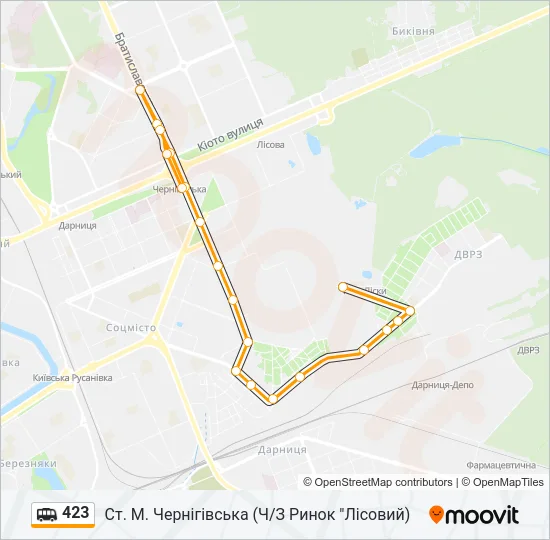 Маршрутка 423: карта маршрута