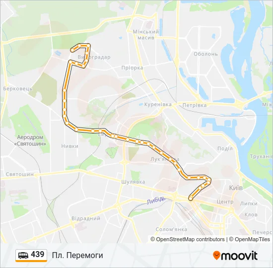 Маршрутка 439: карта маршрута